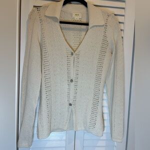 Maeve Ivory Open-Knit Cardigan